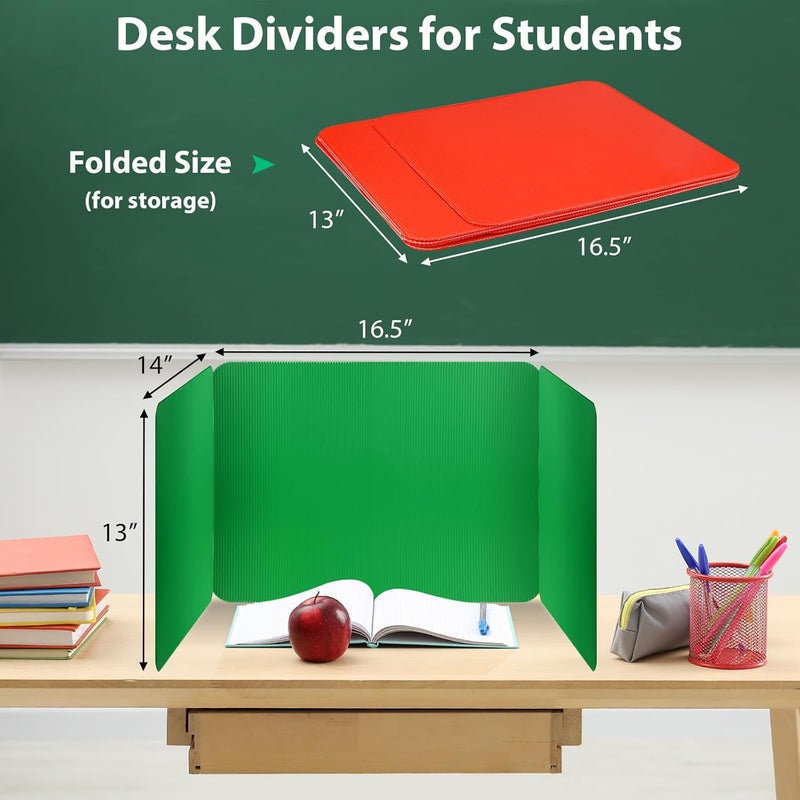 rookea 24 Pack Desk Dividers for Students with 40 Labels, Foldable Waterproof Classroom Privacy Shields Desk Privacy Panel, Plastic Folder Desk Divider for Testing Offices Classroom Teachers Supplies - Image 2
